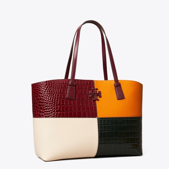 Tory Burch Mcgraw Embossed Color-Block Tote - Picture 3 of 5